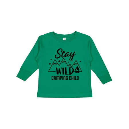 

Inktastic Stay Wild Camping Child with Mountains and Fire Gift Toddler Boy or Toddler Girl Long Sleeve T-Shirt