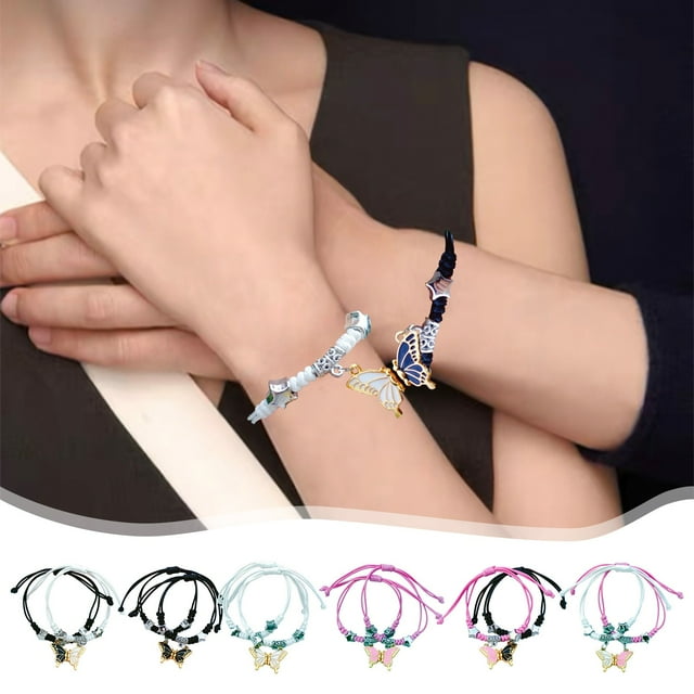 Sentmoon Chain Bracelet Valentines Cute Magnetic Couple Bracelet Super Girl Weaving Hand Rope Gift for Festival
