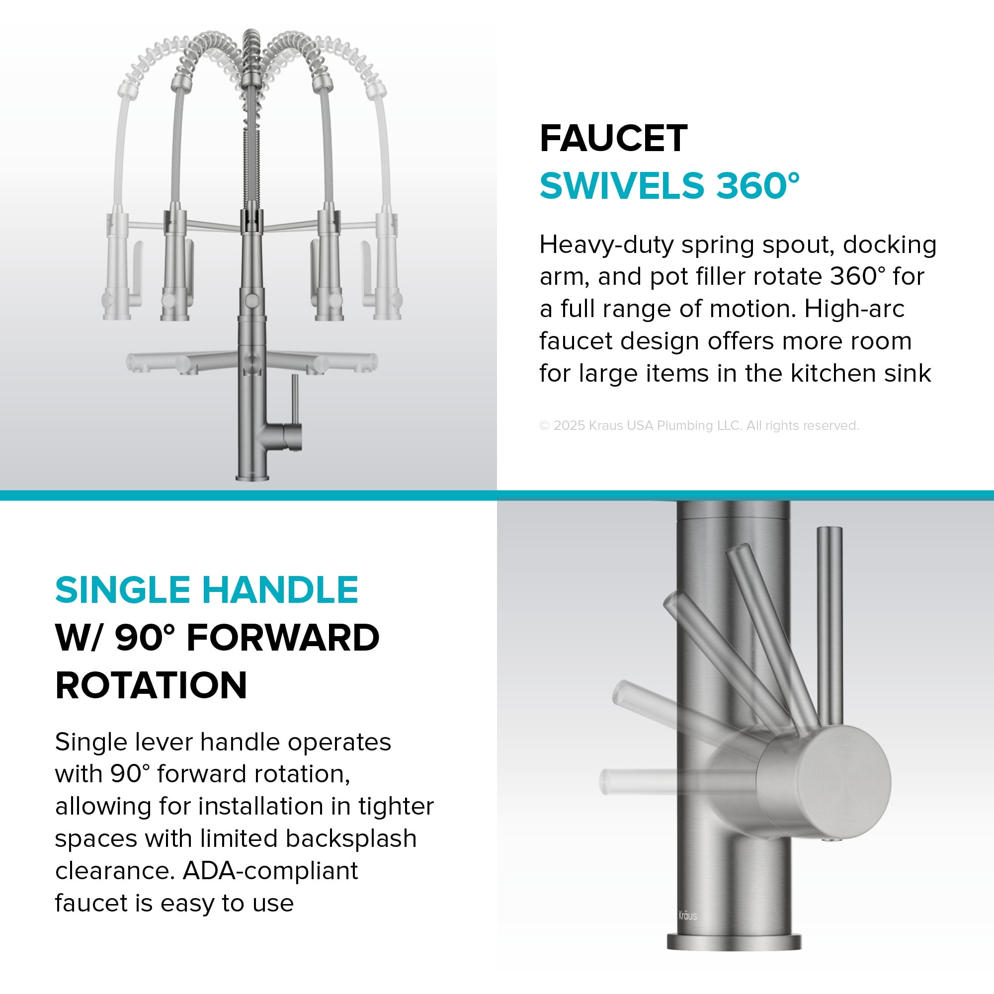 Kraus KPF-1605BB Artec Pro 1.8 GPM Single Hole Pre-Rinse Pull Down Kitchen Faucet - Spot