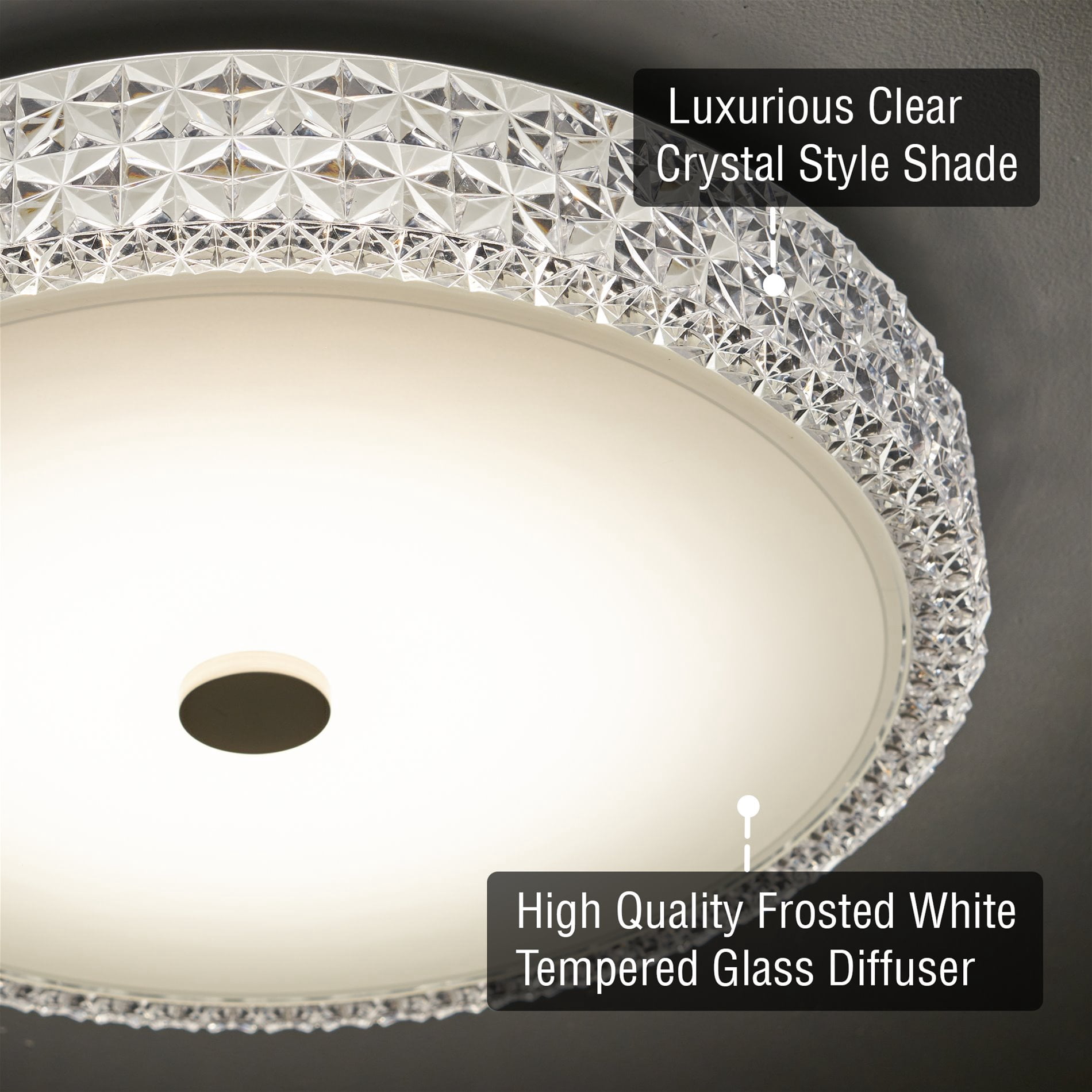 Kira Home Maxine 15" Integrated LED Crystalline Flush Mount (25W), 3000K Light Low-Profile Crystal Ceiling Light, Heavy