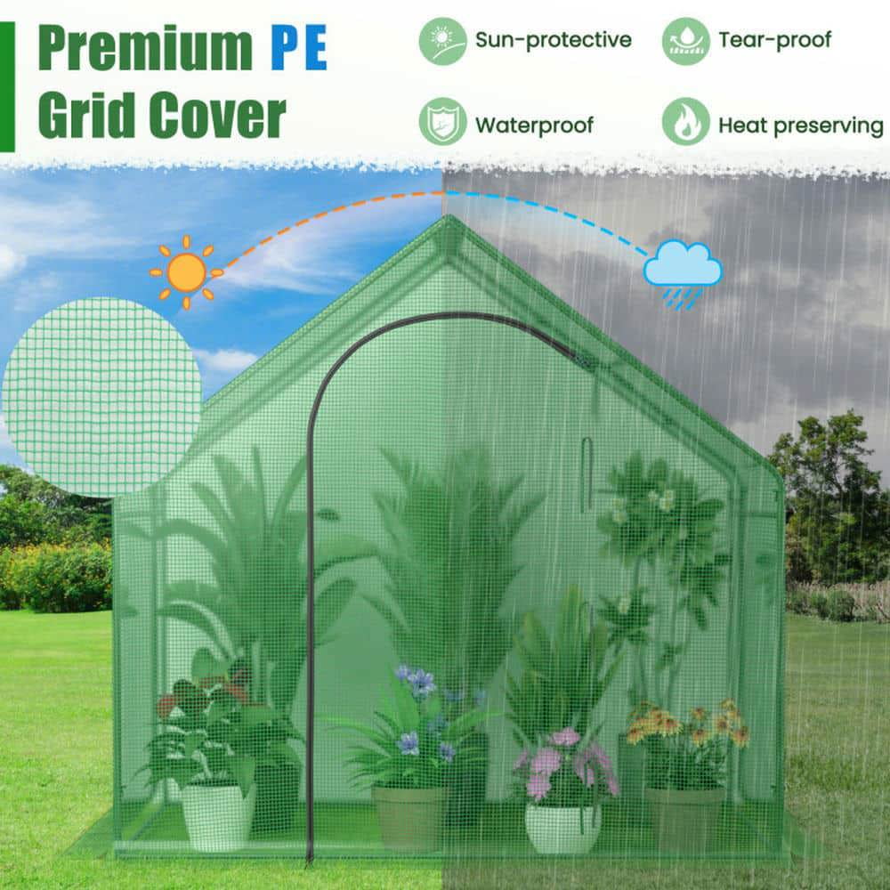 Yardi Yarda Portable Outdoor Warm House with PE Cover and Roll-up Zippered Door, Mini Walk-in Greenhouse, Green