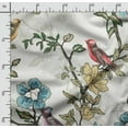 thumbnail image 2 of Soimoi Birds Printed, Cotton Satin Spandex, Sewing Fabric by The Yard 54 Inch Wide, Decorative Fabric for Dresses and Home Accents, Blue, 2 of 5