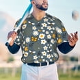 thumbnail image 6 of Balery Flowers and Bee Baseball Jersey for Men Casual Button Down Shirts Short Sleeve Active Team Sports Uniform-Large, 6 of 9