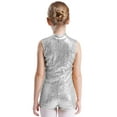 thumbnail image 5 of iiniim Kids Girls Sequins Sleeveless Short Jumpsuit Ballet Dance Biketard Gymnastics Leotard Unitard Silver 8, 5 of 6
