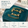 thumbnail image 5 of 2Pcs Layering Necklace Clasp 14K Gold Plated Copper Multi Strand Triple Double Layered Necklaces Clasps Connectors Separator with Adjustable Chain for Stackable Necklace DIY Jewelry Making, 5 of 13