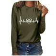 thumbnail image 5 of DDAPJ pyju Long Sleeve T-shirt for Women Dog Paw Heart Print Pullover Tops Teen Girls Cute Graphic Tees Loose Casual Round Neck Raglan Top Valentine's Day Fashion Gift Ideas Green L, 5 of 5