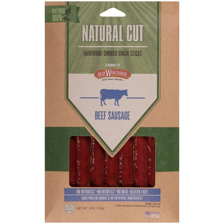 (2 Pack) Old Wisconsin® Natural Cut Hardwood-Smoked Beef Sausage Snack Sticks 6 oz.