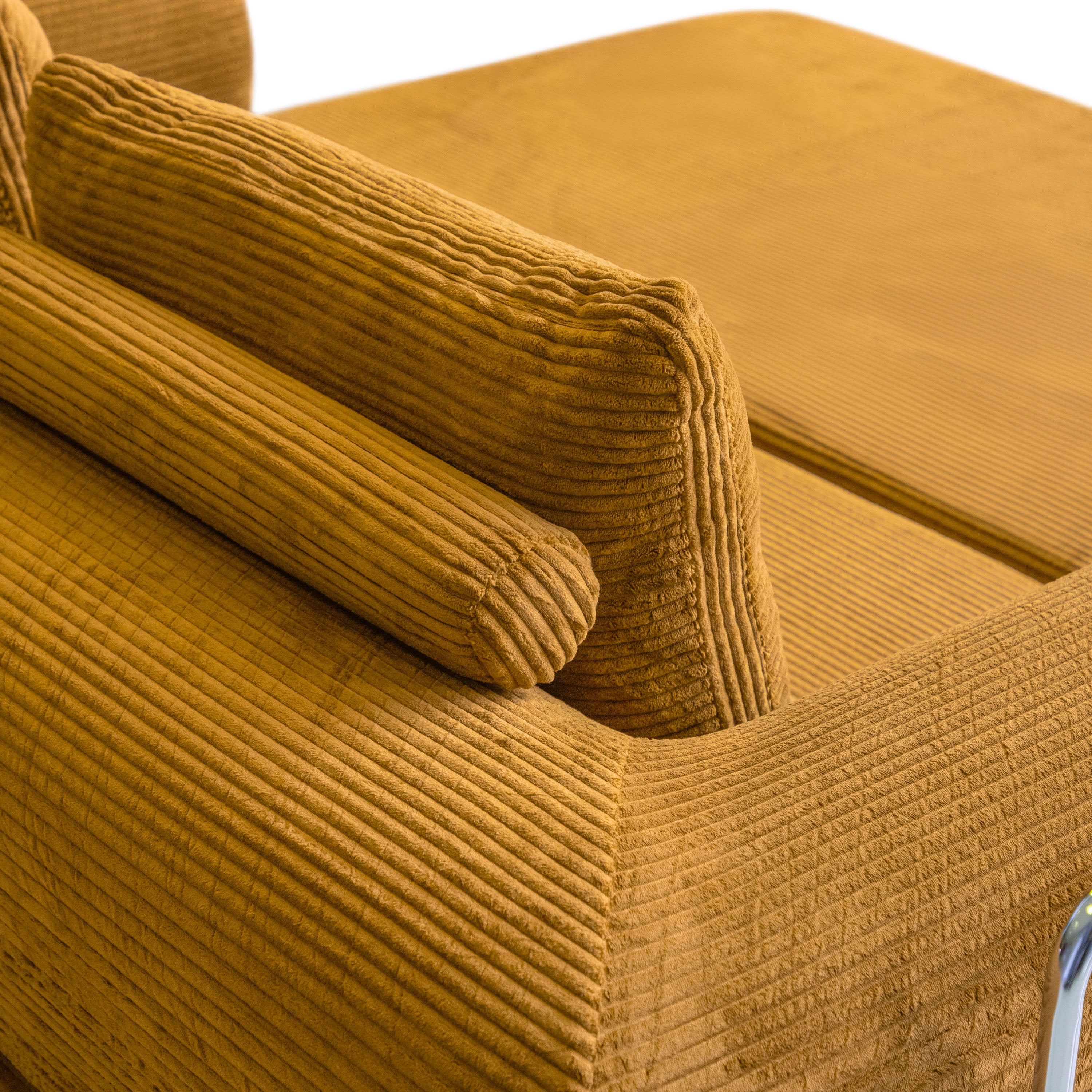 Furniture of America Everett Modern Chenille Multifunctional Compressed Sofa, Yellow Ginger