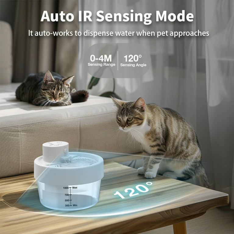 Charkool 1L Rechargeable Pet Fountain Automatic Cat Water Fountain with Sensitive Sensors White