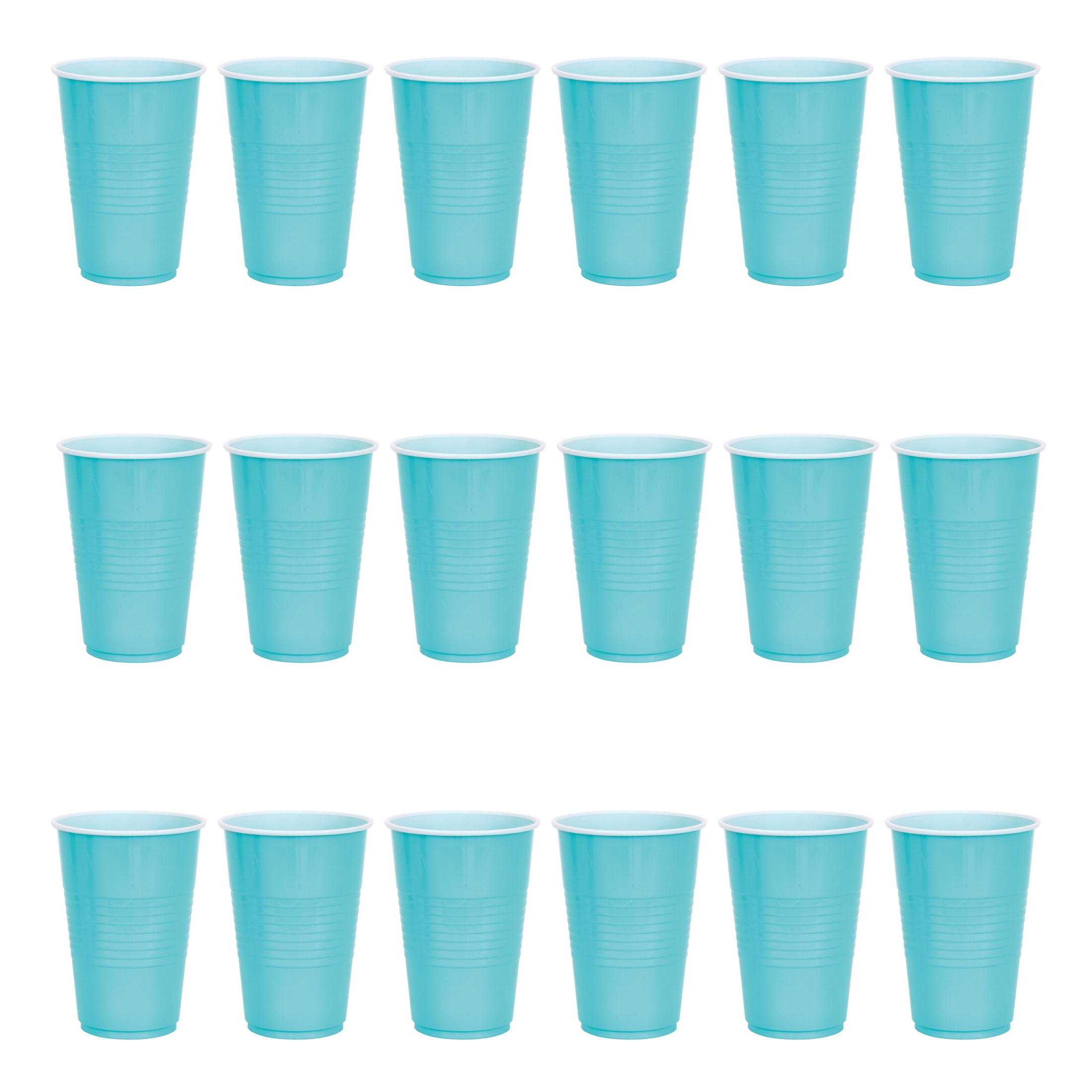 Plastic Disposable Party Cups, Terrific Teal, 16 oz, 18 Pieces, by Way To Celebrate