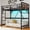 Brown, variant on Hijob Twin Size Loft Bed with Removable Charging Station, LED Lights, Industrial Heavy Duty Metal Twin Loft Bed with Multi-functional Fabric Storage and Safety Guard Rails for Space, Black