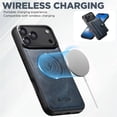 thumbnail image 4 of For iPhone 17 Pro 6.3" 2 in 1 Detachable Back Cover Wallet Case, With Card Holder Leather Pocket Slim Phone Case,Blue,For iPhone 17 Pro, 4 of 6