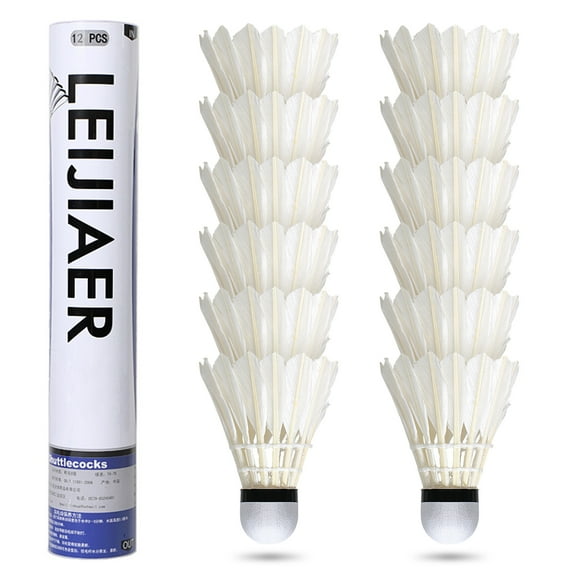 Anself 12 Pieces Badmintons Duck and Goose Feather Cock and Foam Head Shuttlecock Set with Storage Tube