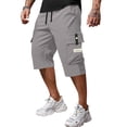 thumbnail image 2 of ADSSDQ Cargo Shorts for Men Stretch Waist Below The Knee Long Shorts Relaxed Fit Hiking Capri Short Mulit Pockets Light Gray 2XL Sweat Shorts, 2 of 4