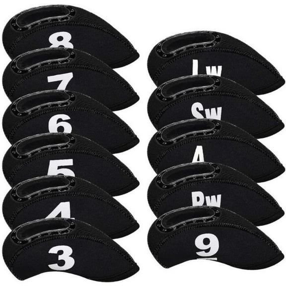 Golf Iron Head Covers 11Pcs Neoprene Golf Club Protector Flexible with Window and Number Tag Multi Color