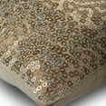thumbnail image 3 of Gold Accent Pillow, Sparkly Sequins Throw Pillow Cover, 14x14 inch (35x35 cm) Cushion Cover, Square Cotton Linen Throw Pillow Cover, Solid Modern, Circles Dots - City Of Gold, 3 of 5