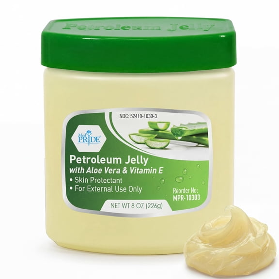 MED PRIDE Petroleum Jelly 8 oz with Aloe Vera & Vitamin E Healing Jelly for Dry Skin, Burns, Rashes, Chapped Lips & Diaper Rash Skin Care