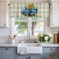 thumbnail image 2 of Spring Sunflower Valances for Windows Watercolor Blue Truck Green Plaid Rod Pocket Curtain Valance Window Treatment Short Curtains for Kitchen Living Room, 42"x18", 2 of 9