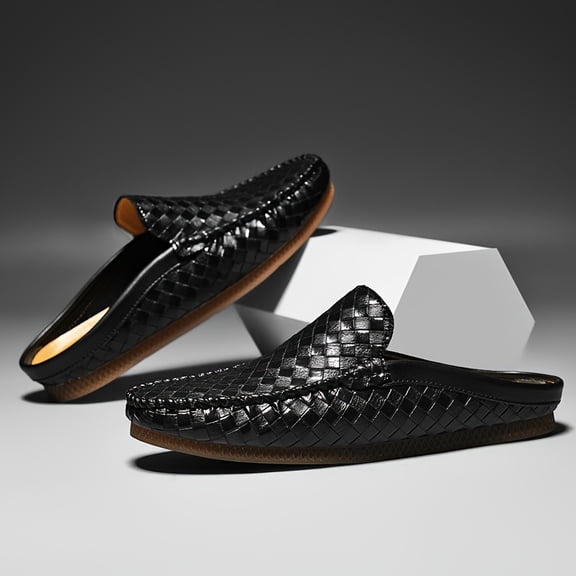New Men'S Half-Slip Loafers Made of High-Quality PU, Embodying a Trendy Retro Style. The Soft Sole Makes Driving Easy Featuring a Breathable And Comfortable Design. They Are Easy And Versatile,
