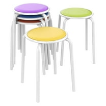 18 Inch Padded Stack Stools with Leather Surface, Portable Nesting Assorted Color Drafting Metal Stools Colourful Decoration for Home Kitchen Indoor Outdoor Pack of 5