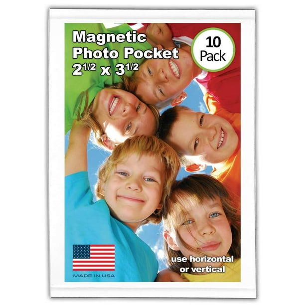 Magtech Magnetic Photo Pocket Picture Frame White Holds 2 5 X 3 5 Inches Photos 10 Pack Walmart Com