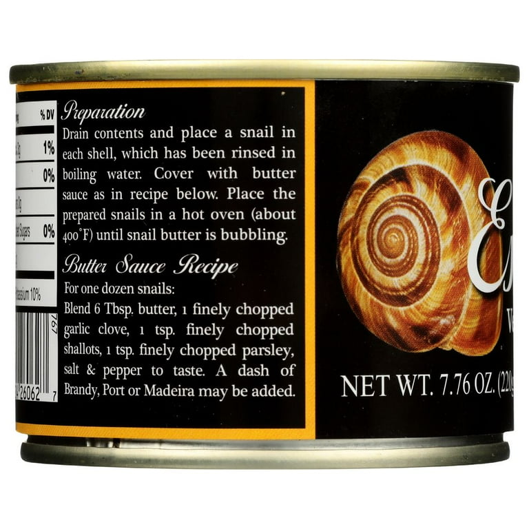 Escargots Snails Helix Pomatia - 24 Burgundy Snails In Tin (200g), French Delicacy
