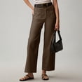 thumbnail image 5 of Mohiass Womens Stretch Twill Pants Casual High Waisted Wide Leg Cropped Pants Straight Leg Ankle Chino Pant with Patch Pockets Coffee M, 5 of 9