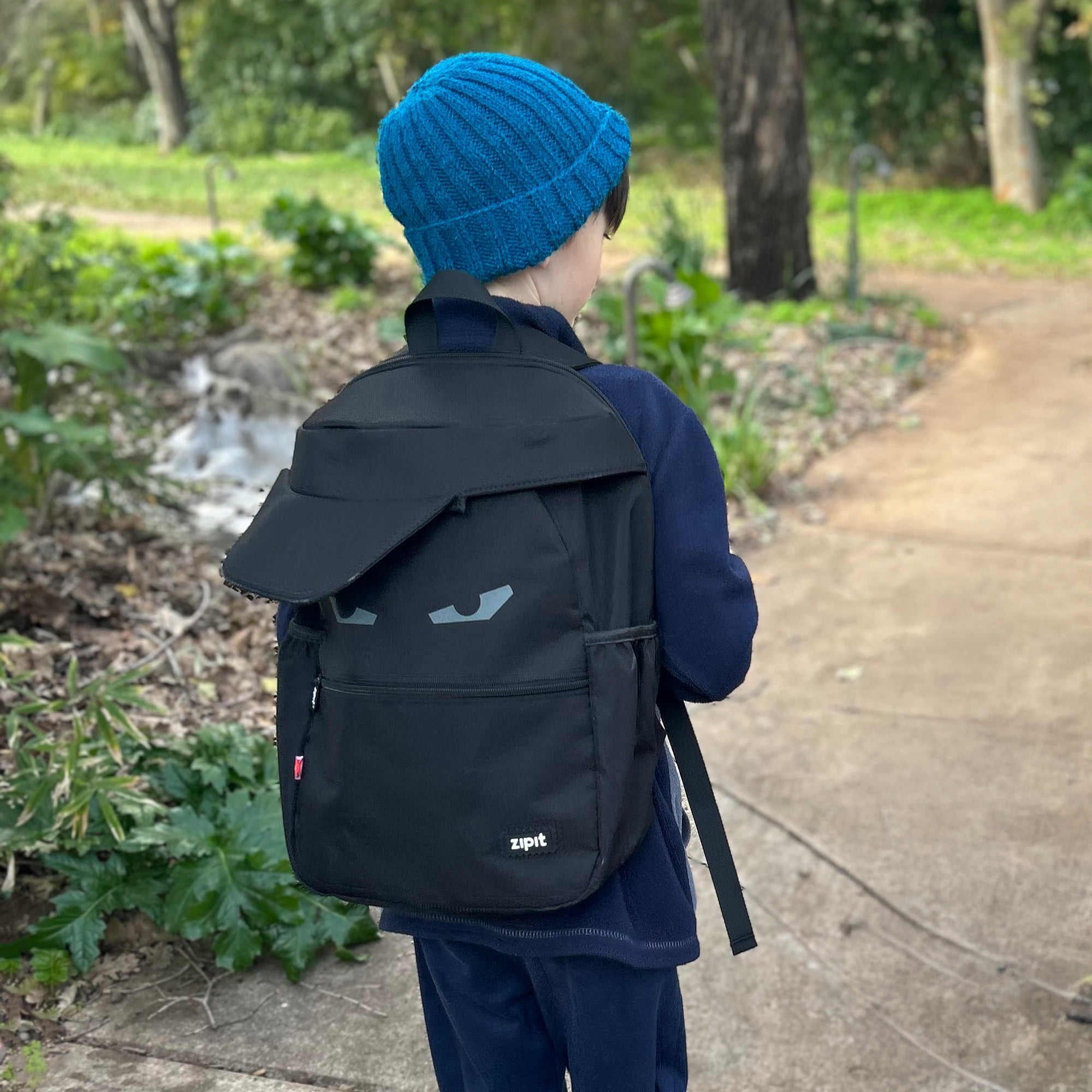 ZIPIT Capster Backpack for Boys, Large Capacity School Bag with Laptop Compartment, Durable Kids and Teen Backpack with Side Pockets, Black