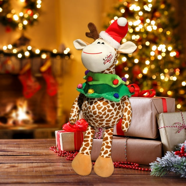 Ciervo navideño de 45 cm, decoración navideña, peluche multicolor para el hogar, el escritorio o la mesita de noche. Preciosa figura de mascota, regalo para niños y adultos.