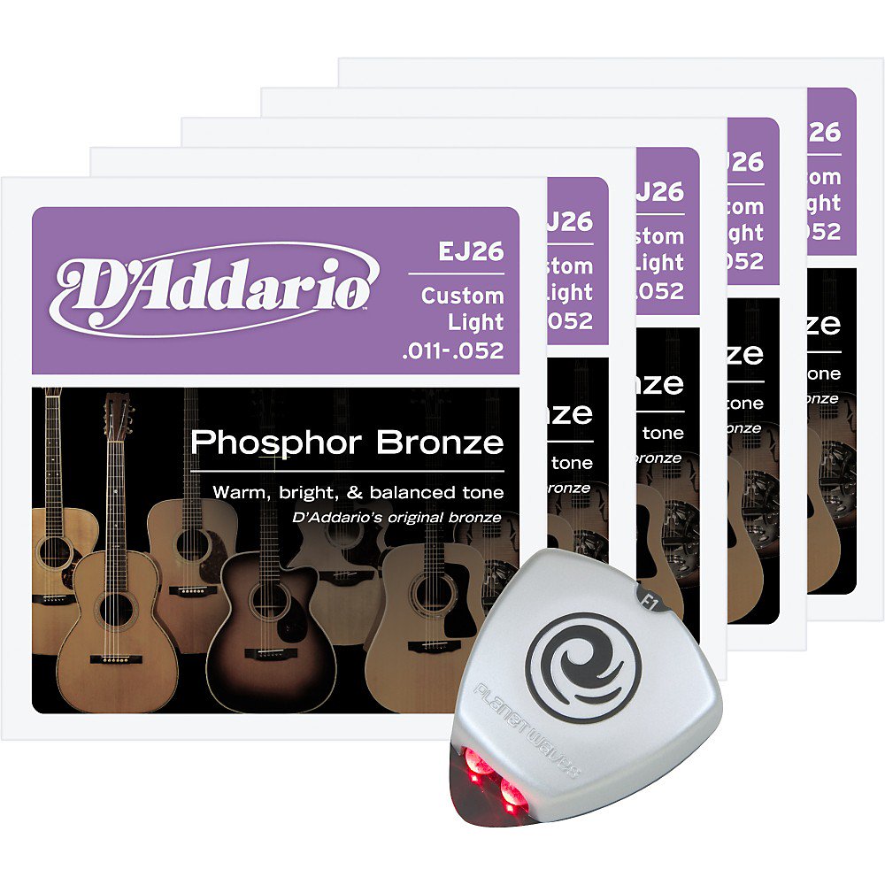 D'Addario EJ26 Custom Light Acoustic Guitar Strings 5Pack with Free