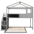 thumbnail image 4 of Bellemave Twin Over Full House Bunk Bed Frame with Storage Staircase and Blackboard,Playhouse Floor Bunk Beds with Roof,Solid Wood Loft Bed,Bedroom,Teens, Adults(Grey), 4 of 14