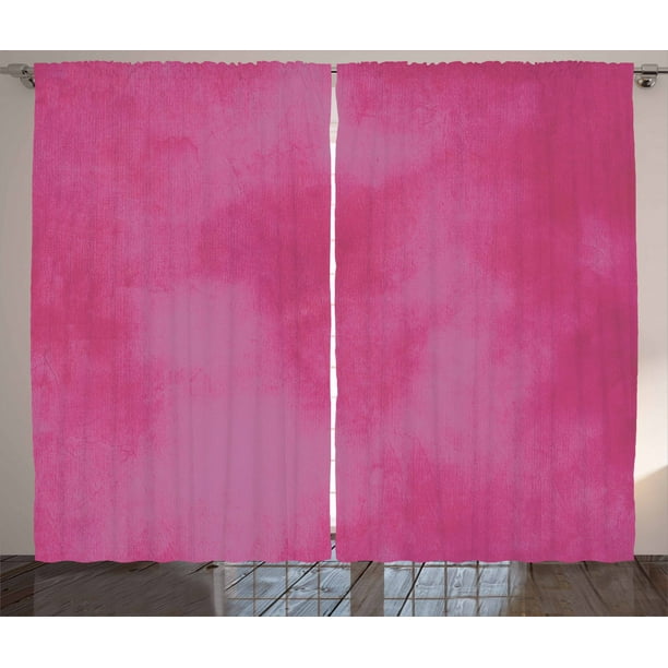 Hot Pink Curtains 2 Panels Set, Mottled Abstract Vibrant Colored