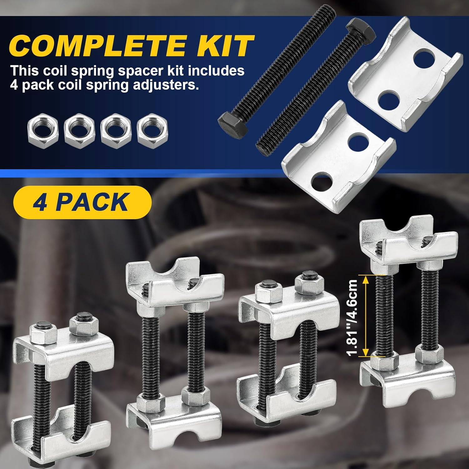 Adjustable 2-Way Coil Spring Spacers 4 Pack, 1”-2” Lift or Lower Spring Compressor Tool, Mini Coil Spring Booster for Car & Truck Shock Absorbers, Automotive Strut Accessories (4)