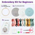 thumbnail image 2 of Embroidery Kit for Beginners Adults: 3 Embroidery Kit Includes Stamped Patterns Hoop Needles and Color Threads Full Range Accessories Kit Easy To Follow Instruction and Video, 2 of 6
