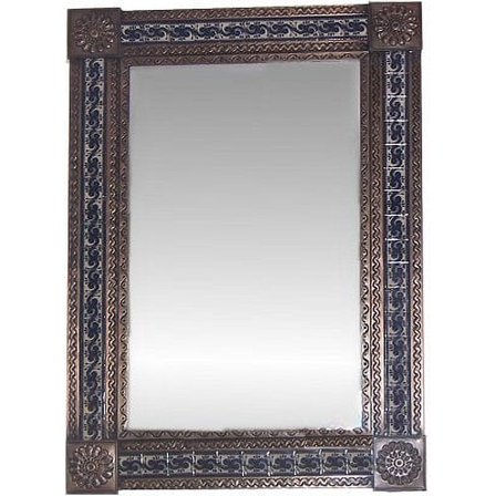 Big Brown Caracol Tile Talavera Tin Mirror