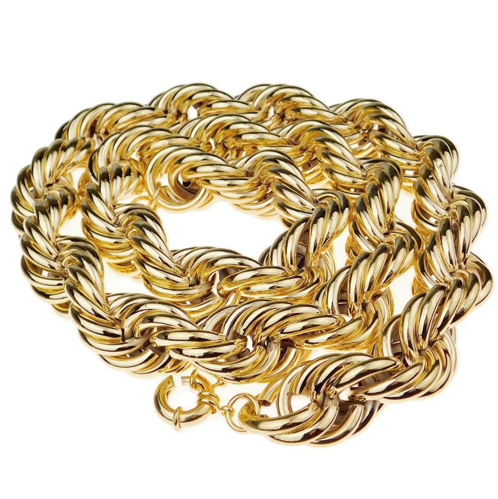 Mens 14k Gold Plated Rope 36" Inch x 25MM Wide Hip Hop Chain Huge Hollow Dookie 1980's Rapper Necklace