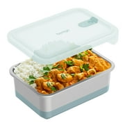 Bentgo MicroSteel Heat & Eat Container – Microwave-Safe, Leak-Proof, Easy-to-Clean, Lightweight Stainless Steel Reusable Food Storage with Airtight Silicone Lid (Family Size; 8.5-Cup Capacity; Aqua)