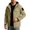 Khaki, variant on Men's Hooded Cargo Pockets Jacket, Full Zip Long Sleeve Multi Windproof Lightweight Jacket, Utility Work Outerwear with Hook and Loop Patch for Outdoor Hiking Travel