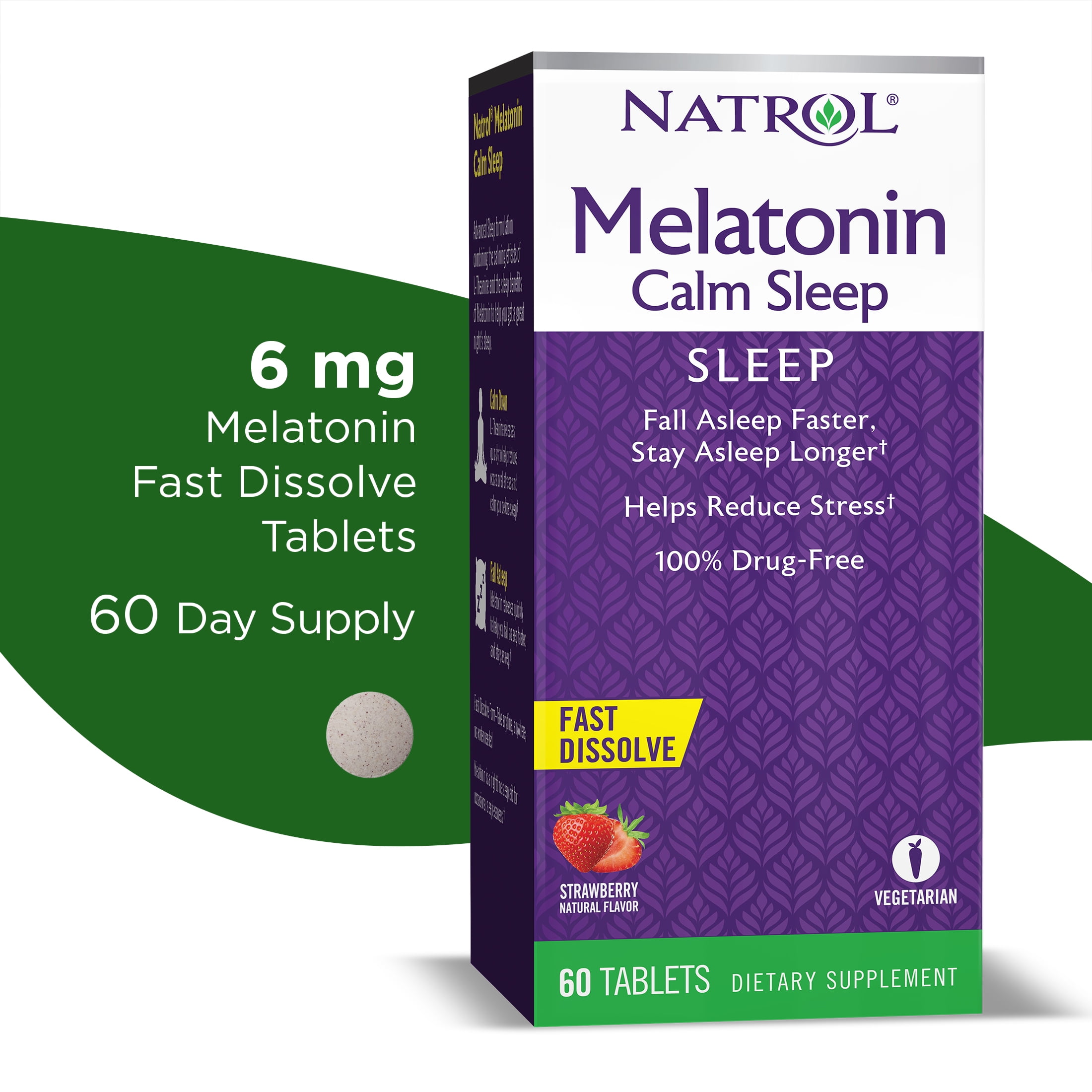 Natrol® Melatonin Calm Sleep Aid Fast Dissolve Tablets, Strawberry, 6mg