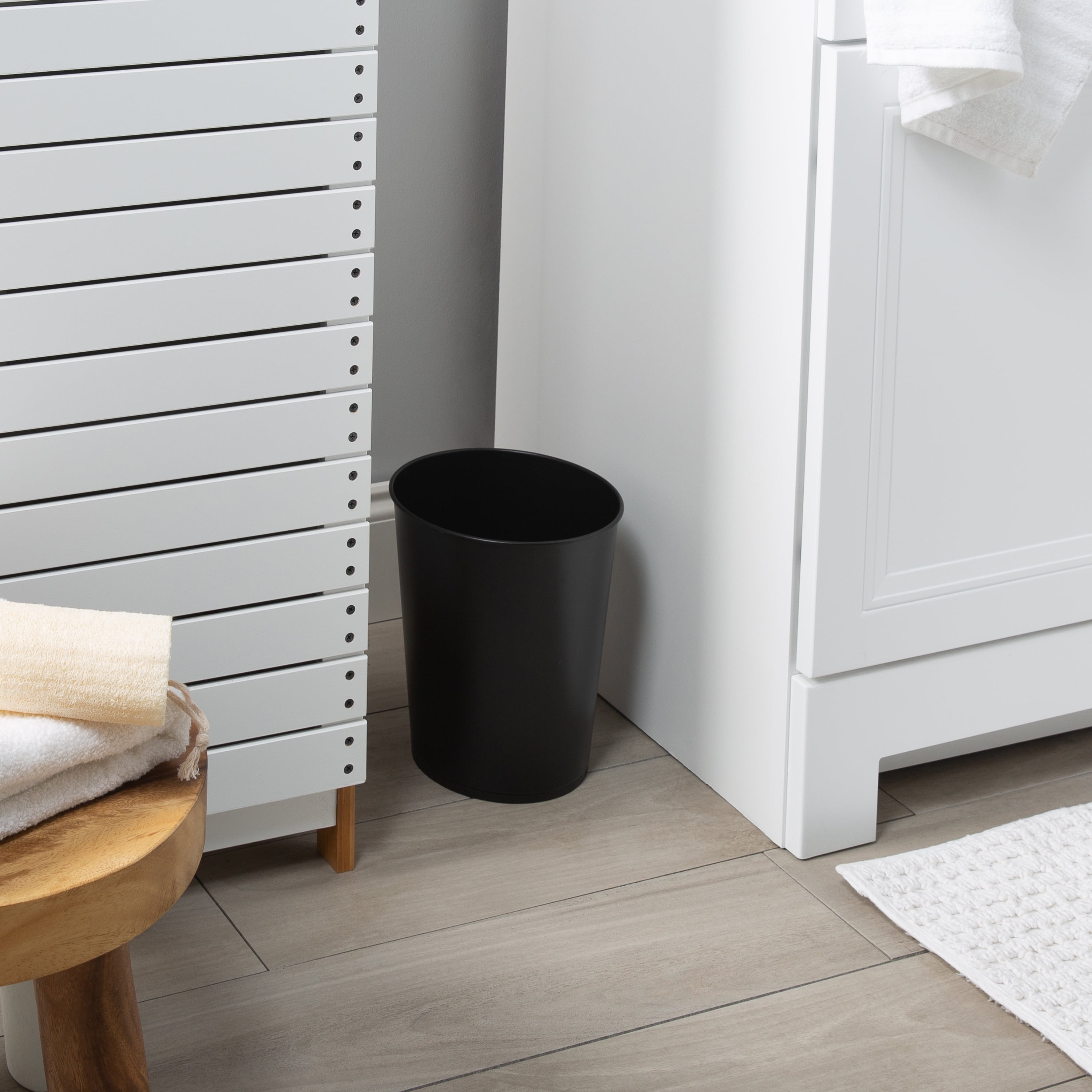 Bath Bliss 2 Pack 1.3 gal Iron Bathroom Trash Can, Matte Black