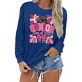 thumbnail image 3 of HUITKMM Womens Hoodie Women's Pullover Hoodie Letter Print Round Neck Top for Winter & Winter 2421 L, 3 of 7
