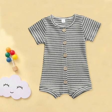 

AIMAOMI Newborn Infant Baby Girls Boys Short Sleeve Stripe Bodysuit Romper Jumpsuit H