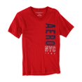 thumbnail image 1 of Aeropostale NYC playera gráfica con cuello en V para hombre, rojo, XS, 1 of 1