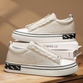 thumbnail image 2 of Men'S Breathable Canvas Sneakers - Casual Low-Top Shoes with Zipper Closure, White & Black Design, Comfortable for Casual Attire, Casual Sneakers | Minimalist Style | Fabric Lining, Shoes Sneakers, 2 of 9