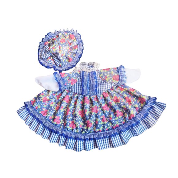 Vestido de para Porche, Ropa con Sombrero, Ropa de Suave para Festivales, Falda Lolita con Flores Rosas para Decoración de Patio Y Fiesta