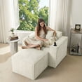 thumbnail image 3 of 41.5" Boneless Chair, Cloud Lounge Chair with Foldable Ottoman, Cup Holders and Storage Pockets, No Assembly Required, White, 3 of 8