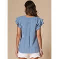 thumbnail image 3 of DARING DIVA Women's Dressy Round Neck Ruffle Sleeve Work Tops XS Blue Gray, 3 of 6
