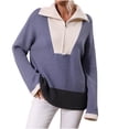 thumbnail image 1 of Moda mujer cuello alto manga larga cremallera Color a juego suéter camisetas Fridja  hjk2759, 1 of 6