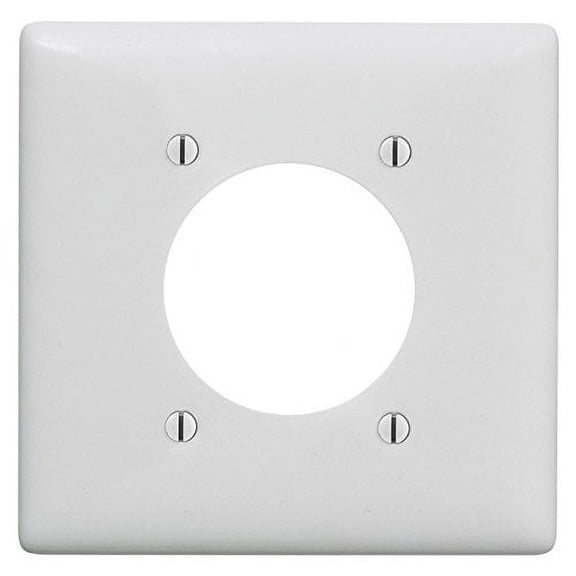 Hubbell NPJ703W Single Receptacle Unbreakable Wall Plate, 2.15" Diameter Opening, 2-Gang, Mid-Size, White