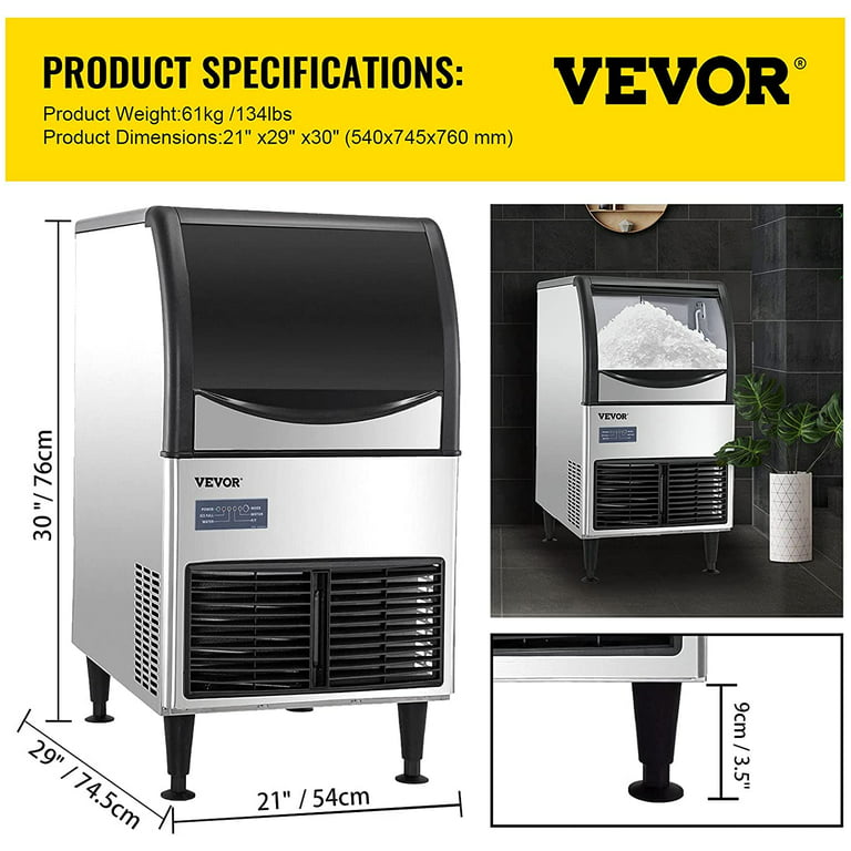 VEVOR 110V Commercial Snowflake Ice Maker 154LBS/24H, ETL Approved Food  Grade Stainless Steel Flake Ice Machine Freestanding Flake Ice Maker for  Seafood Restaurant, Water Filter and Spoon Included